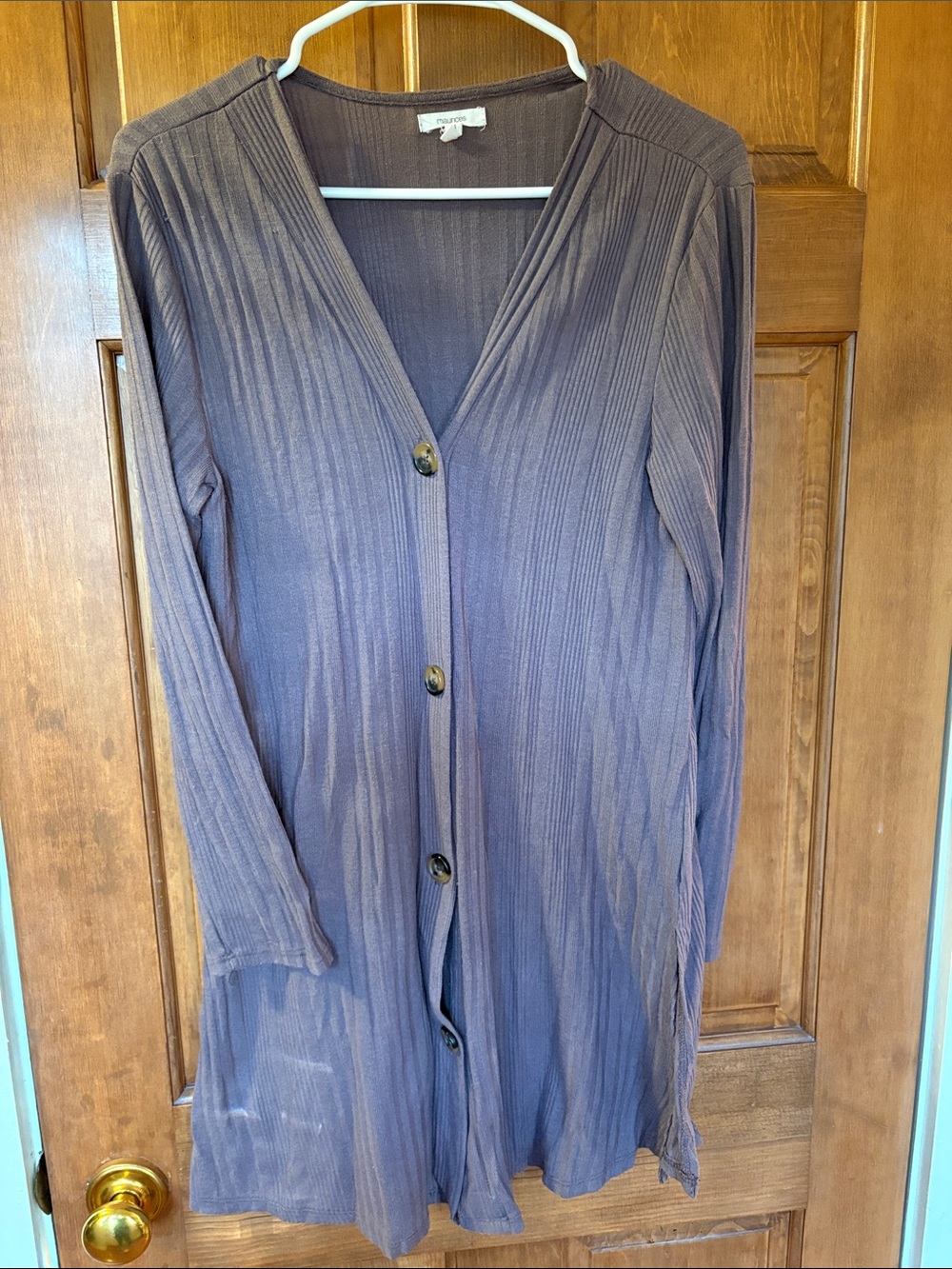 Maurices Women's Thin Cardigan - Purple Ribbed Stretch